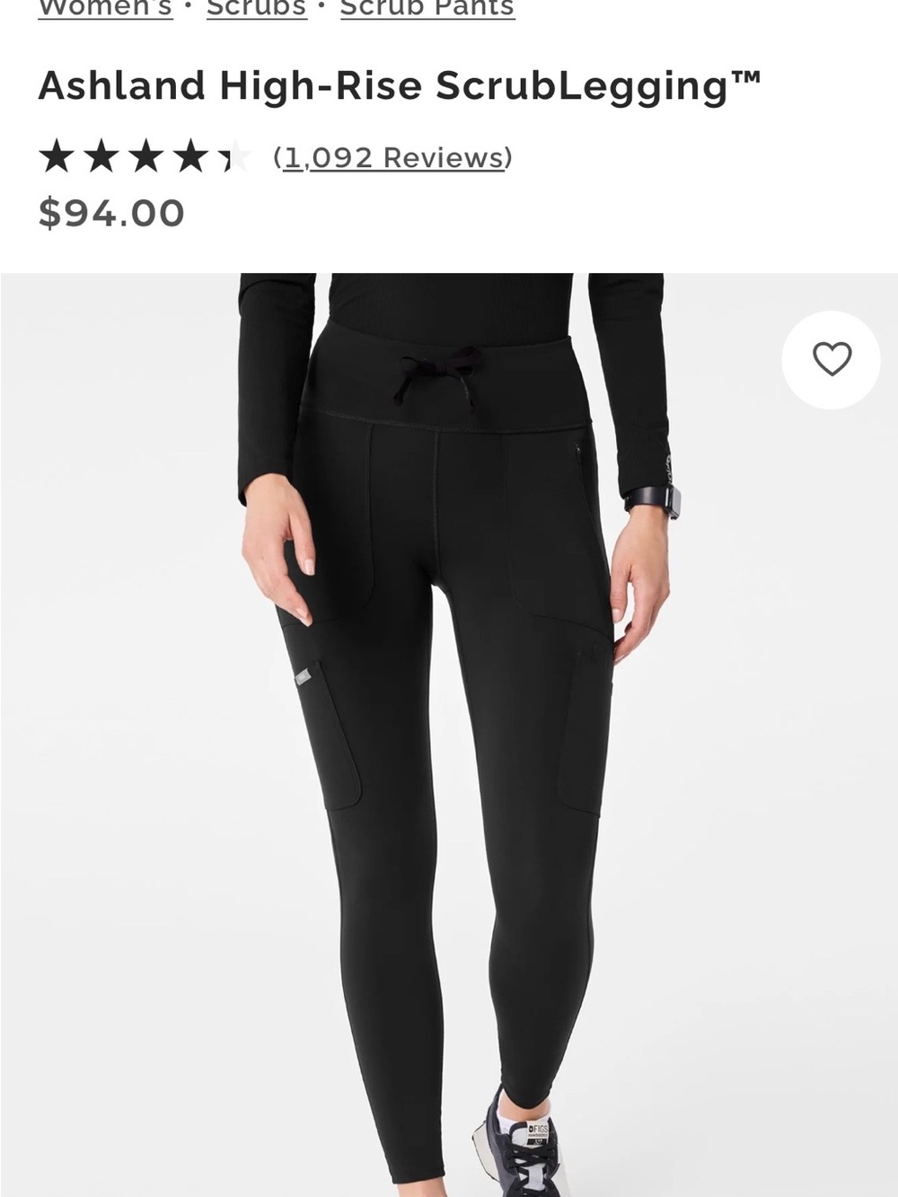 Figs Ashland High-Rise ScrubLegging™ in Black
